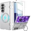 Nekiyo Tech Compatible with Samsung Galaxy Z Fold 7 Custodia con Supporto ad Anello Rotante 360°, Custodia con Supporto Magnetico, Protezione Schermo & Protezione Cerniera a Corpo Intero - Trasparente