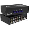 Fosmon Splitter RCA a 4 vie e commutatore AV, 4 ingressi (femmina) 1 uscita (femmina) Selettore audio video stereo con cavo patch AV composito RCA da 2,6 piedi
