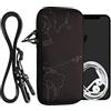 kwmobile Custodia in Neoprene con Zip per Smartphone - Portacellulare a Tracolla - Porta Cellulare da Collo Universale - Cover Borsa Telefono Travel & Explore