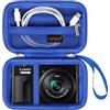 Canboc Custodia da trasporto Panasonic LUMIX DC-TZ99E/ TZ99/ TZ300/ ZS99/ ZS300/ LX10 / ZS80 / ZS100 Punto e scatto fotocamera, tasca in rete con cerniera adatta a cavo USB, batterie, blu