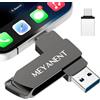 MEYANENT Chiavetta USB 128GB per iPhone,Memoria Esterna per iPhone per un facile backup di foto e video,Unità Flash 3 in 1 Pen Drive per Phone/Android/PC.