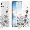 Yarxiawin Custodia Per Samsung Galaxy A31 Silicone Morbido Rosa, Effetto Glitter per Samsung A31 Cover Trasparente Sottile con Cordino Brillantini Case Antiurto (Bianco)
