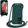 WenBaby Cover Compatible con Samsung Galaxy S21 Ultra,Cellulare Girocollo Custodia con Cordino TPU Corda Silicone Case Bumper per Galaxy S21 Ultra/S30 Ultra Custodia, Verde scuro