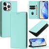 Beajew Cover per iPhone 13 Pro Flip Custodia in Pelle PU, Cover Portafoglio,Funzione Supporto,Magnetica,Slot Schede,Protettiva Custodia Resistente Antiurto,Premium Wallet Libro Case-Verde