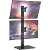 ELIVED Supporto doppio per monitor da scrivania, braccio verticale per monitor da 13-32 pollici con VESA 75 x 75/100 x 100 mm fino a 15 kg, rotazione a 360° regolabile in altezza supporto per monitor