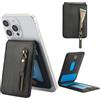 Ysnzaq per Magsafe Wallet Portafoglio PU in Pelle per iPhone 16/15/14/13/12 Pro/Max/Plus, Magnetico Portafoglio Porta Carte Supporto Adjustable Accessori per iPhone 16/15/14/13/12 Pro/Max.ZYC Black