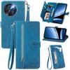 MOJIA Custodia Portafoglio per Doogee Note 59 / Note 59 Pro/Note 59 Pro+, Pelle PU Flip Cover per Telefono con Guscio Interno in TPU, Multifunzione Porta Carte con Cinturino Polso. Blu