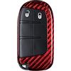 M.JVisun Genuino Fibra di Carbonio Custodie per Chiavi Auto Per Dodge Challenger Charger Durango Journey RAM/Per Chrysler 200 300 300C/Per Fiat 500 500L 500X Intelligente Cover Guscio Chiave - Rosso