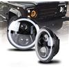 NSLUMO fari LED 7 pollici per L/and Rover Defender 90 110, J/eep Wrangler | TJ LJ JK, 70W, route/croisement, halo bianco/giallo, DRL, indicatore ambra, proiettore, IP68, H4 H13 DOT 6000K 2PCS