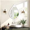 FEUFOAM Specchio da Parete Piccolo Bianco Rustico a Goccia Con Cornice in Legno - Decorativo Unico per Bagno, Camera da Letto, Ingresso, Soggiorno