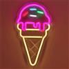 KADAFAGO Targa al neon per decorazione da parete, a LED, a forma di crema di ghiaccio, luce al neon colorata, alimentata tramite USB, per ristoranti, negozi di dessert, negozi di dolciumi, caffetterie, bar