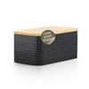 LARS NYSØM Portapane Moderno Metallo - Contenitore Scatola Pane da Cucina | 34.5x18.5x15.8cm Acciaio Inox Portapane - Freschezza Duratura - Piedini Antiscivolo e Coperchio in Bambù Adatto come Tagliere