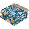 VANJOROY Coperta grande in 100% cotone biologico, 130 x 150 cm, double-face, morbida e lussuosa, motivo floreale, per divano a posto singolo, poltrona, divano e copriletto. Blu/Giallo