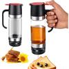 Gykutix 350ml Dosatore Miele in Vetro, Contenitore Dispenser Miele Antigoccia con Manico per Sciroppo Caffè E Altri Liquidi Per Dessert(Nero)