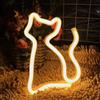Fespcj Bianco Caldo Carino Gattino Modellazione Neon USB/AA Batteria Alimentata LED Lampada Ragazza Camera da letto Decorazione Della Parete Invia Animali domestici Gatti Amanti Pet Shop Decorazione