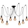 AFSEMOS Lampada a sospensione a forma di ragno, stile antico, classico, regolabile, fai da te, lampadario moderno chic industriale, 8 bracci (ciascuno con filo da 1,7 m)