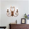 Ganeed Applique da parete per interni in metallo retrò Illuminazione tradizionale vintage Lampada da parete rustica per soggiorno Camera da letto Atrio tromba scale E14 Bronzo 2 luci (2 confezioni)