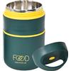 SAVOSWEET Contenitore Termico per Alimenti Caldi 680ML,Thermos Alimenti Caldi Adulto,Lunch Box Termico Per Viaggi,Lavoro,Scuola,Thermos per Alimenti Caldi Yogurt Zuppe Porridge,Frutta,Verdura,Riso (Verde)