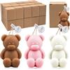 Malloom 30 Candele Regalo per Invitati alla Baby Shower, Candele Decorative a Forma di Orso, Regali per Nascita, Battesimo, Compleanno, Cera d'Api in Massa per Festa e Decorazione (Bianco, Rosa, Marrone Scuro