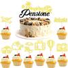 HOWAF 25 Decorazioni e Gadget per Pensione, Topper Torta Finalmente in Pensione, Cake Topper per Decorazioni Torta, Regalo per Donna e Uomo