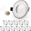 GeyouLux 12x Faretti LED da incasso IP65 cornice con presa GU10 Faretti LED Soffitto in ferro Nichel spazzolato Foro da 68mm Faretti da incasso per cartongesso bagno cucina Rotondo