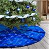 Deggodech 78cm Blu Peluche Gonne per Alberi di Natale Argento Paillettes Fiocchi di Neve Finta Pelliccia Tappeto per Albero di Natale Copertura della Base per Decorazioni Natalizia (Blu, 31pollici)
