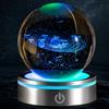 Vaileal Sfera di cristallo con sistema solare 3D, sfera di cristallo con LED, luce notturna colorata, sfera di vetro con base per lampada touch, modello astronomico, decorazione per bambini, amici coppia