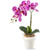PASCH® Orchidee artificiali in vasi di ceramica lucidi (46 cm) | Fiori artificiali in vaso | Fiori artificiali come veri | Orchidee artificiali in vaso (Violet)