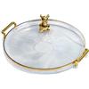 MYMM Vassoio decorativo rotondo da 10,6 con maniglie, comò moderno e vassoio da portata ottomano, tavolino da caffè, cucina e bagno per caffè, colazione, cibo e bevande (transparent)