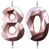 Deratta Candele Compleanno Candela Numero 80 Decorazioni Torta Compleanno Candeline Compleanno Oro Rosa Candele per Feste Candelina 80 anni Donna