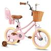 RULLY Bicicletta per Bambina 16 Donna per Ragazza 4-7 Anni - con Piccole Ruote e Cestino - Stile Retrò Rosa
