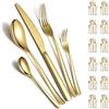 Berglander Set di posate in oro 60 pezzi per 12 in acciaio inossidabile con placcatura in titanio dorato, set di coltelli per cucchiai d'oro forchette per casa, matrimonio, ristorante