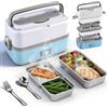 Senprity 100 W Scaldavivande Elettrico Portatile, Scalda Vivande Elettrico con 2 Contenitori in Acciaio Inossidabile 304 Rimovibili, Compreso Forchetta e Cucchiaio,1.2L Lunch box Ideale per Ufficio, Casa