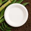 Biovely - [18cm - 50 pezzi] Piatti TONDI piani biodegradabili compostabili ecologici in bagassa - usa e getta, resistenti e riciclabili, ideali per feste, catering, eventi