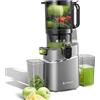 AMZCHEF Extracteur de jus automatique Vos mains libres, Ouverture de 135 mm et capacité de 1,8L Extracteur de jus de fruits et légumes entiers, Extracteur jus lent de 250W avec triple filtre - Gris