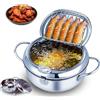 Qivine Pentola per Friggere, Padella per Friggere in Acciaio Inossidabile con Termometro, Pentola Friggitrice con Coperchio della Griglia Antigoccia, per Friggere Tempura Pollo Francese Pesce (24cm)