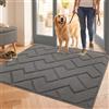 Biscpro Zerbini per Ingresso Interno,80x100cm Tappetino Antiscivolo Lavabile in Lavatrice,Zerbino d'Ingresso Polipropilene Assorbenti per Interno,Ingresso,Esterno,Corridoio,Balcone-Grigio