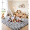 VOFUSHON Tappeto per Soggiorno Moderno 160x230 cm Grigio, Morbido a Pelo Lungo, Lavabile a Mano e Antiscivolo, Formato Maxi, Ideale anche per Camera da Letto