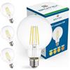 Bratek 3 Lampadine Led E27 Luce Fredda Vintage 6500k 8w 880 Lumen - Lampadina Globo Vintage E27 Filamento Led Trasparente Equivalente 90w a Incandescenza o 80w Alogena