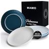 MIAMIO - set da 6 piatti ceramica 26 cm Palmanova (Blu) uso quotidiano | Piatti in ceramica per pasti e dessert, 26 cm, Palmanova (Blu). Lavabile in lavastoviglie per l'uso quotidiano.