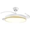EXTRASTAR Ventilatore da soffitto con luce LED da 70 W, con telecomando e Wi-Fi, Ø42 pollici, 6 velocità, pale retrattili, 3 temperature di luce, funzione estate-inverno, 6600 lm, cornice effetto vetro lucido