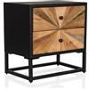 hjh LIVING Comodino con cassetti SANTJAGO BLACK SUN S Tavolino in legno massiccio di abete, comodino per camera da letto soggiorno