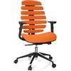 HJH Office 714520 Sedia da Ufficio Girevole ERGO LINE II Tessuto Arancione, braccioli, ergonomici Schienale