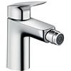 hansgrohe Logis - Rubinetto per bidet con scarico a tirante, Miscelatore monocomando per bidet con altezza bocca 100 mm, cromo, 71200000