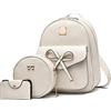 EVEOUT Zaino in pelle PU per donna Zaino Casual per Viaggio Lavoro Scuola Tracolla Set Zaino, Bianco 03, 24 x 30 x 10 cm, Carino