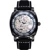 JewelryWe Orologio da Polso da Uomo Meccanico Cinturino in Acciaio inossidabile e Cuoio, Quadrante Trasparente