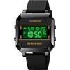 TONSHEN Unisex Sportivo Digitale Orologi da Polso 50M Impermeabile LED Elettronico 12H/24H Allarme Conto Alla Rovescia Doppio Tempo Plastica Multifunzione Orologio (Nero)