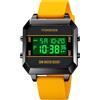 TONSHEN Unisex Sportivo Digitale Orologi da Polso 50M Impermeabile LED Elettronico 12H/24H Allarme Conto Alla Rovescia Doppio Tempo Plastica Multifunzione Orologio (Giallo)
