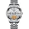 JewelryWe Orologio da uomo in acciaio inox, al quarzo, analogico, 30 m, impermeabile, con numeri romani, quadrante con settimana, data, calendario e lancette luminose, regalo per la festa del pap¨¤