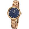 CZOKA Orologio in Legno Donna, Walut nero naturale al 100% / oliva/ebano Movimento al quarzo giapponese Donna Analogico Al quarzo con Cinturino in Legno (Blue-Zebra wood)